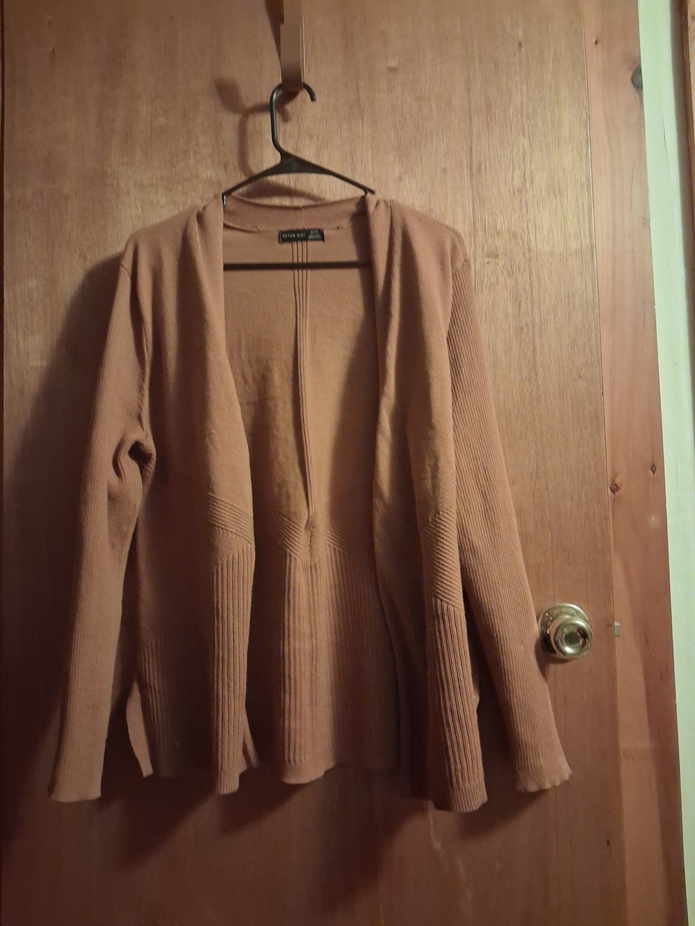 Verve Ami Open-Front Ribbed Cardigan in Camel Brown